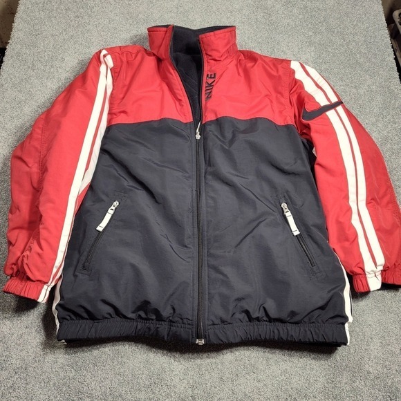 Nike Other - Nike Reversible Red Black Fleece Track Jacket Men's Large Zip Up